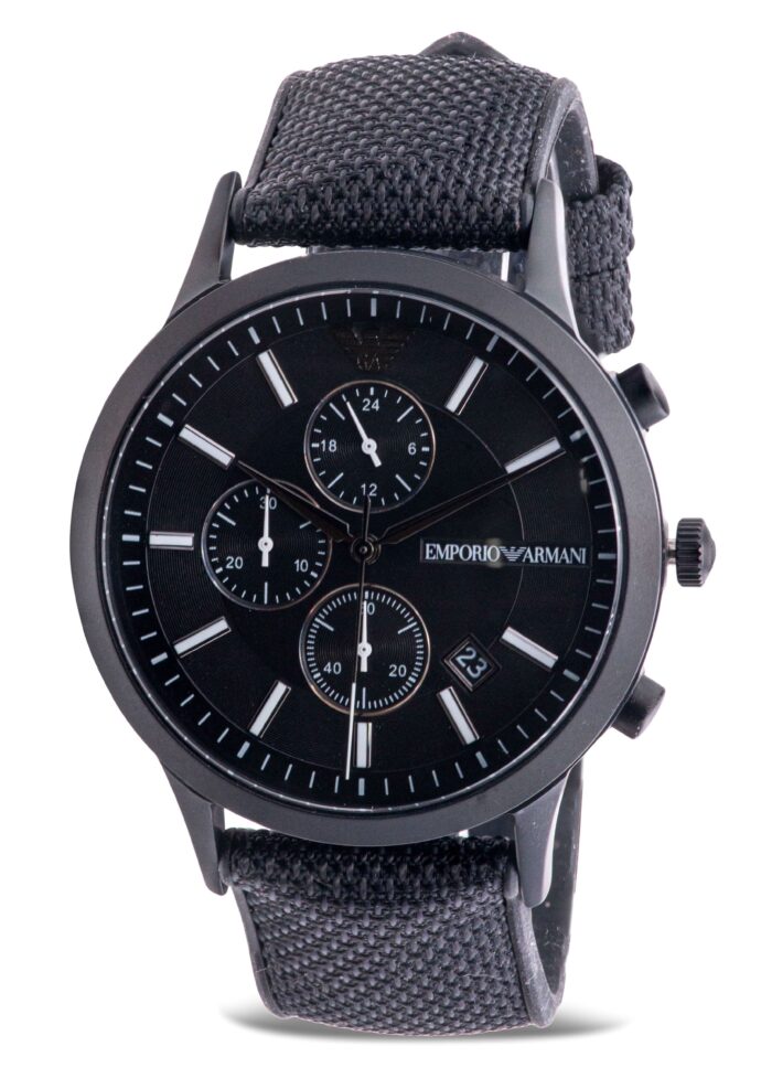 Emporio Armani Renato Chronograph Black Dial Black Nylon Strap Watch For Men - AR11457 - Image 3